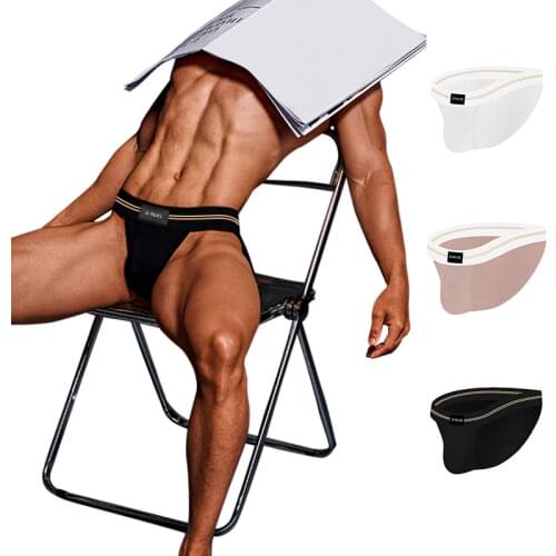 ORLVS Briefs Comfortable Males Underwear Independent Codpiece 5cm Wide Belt Anti-hemming Pants Seamless Hip Design Sport Shorts