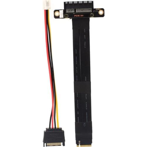 PCIe x4 3.0 Extension Cable With SATA Power PCI Express 4x To M.2 M Key 2280 Riser Card Gen3.0 Extender Line 32G/bps