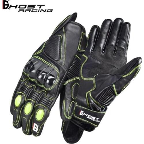 GHOST RACING Motorcycle Genuine Leather Gloves Motocross Racing Waterproof Gloves Motorcycle ATV Downhill Cycling Riding Gloves