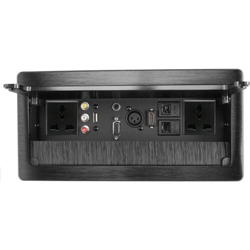 Embedded Desktop Socket with Aluminum Alloy Cover with Dust-proof Brush Power Socket AV USB VGA XLR RJ45 Dust-proof Brush