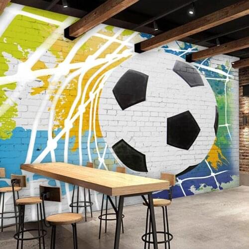 Custom 3D Mural Wallpaper Graffiti Brick Wall Football Poster Photo Wall Murals Kids Room Bedroom Living Room Decor Wallpaper