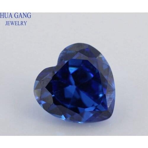 5A Blue Heart Shape Cubic Zirconia Brilliant Cut Loose CZ Stone Synthetic Gems Beads For Jewelry 3x3-12x12mm