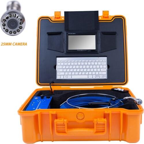 7'Screen 25mm Len Sewer Video Camera 20m Cable Drain Sewer Pipeline Industrial Endoscope System With Keyboard