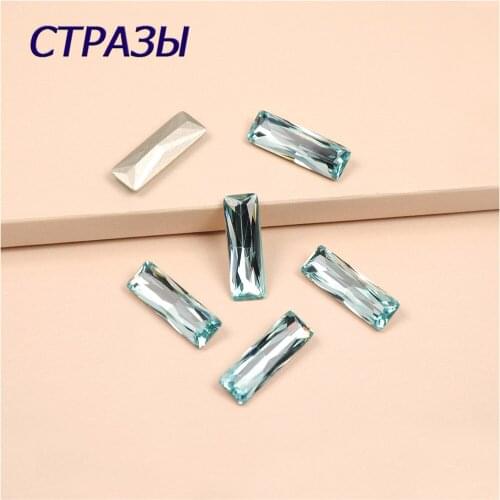 Aquamarine 4547 Princess Baguette Fancy beauty glass crystal Pointback sew on claw rhinestones diy Jewelry Clothing accessories