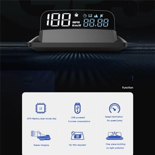 Car HUD Car Head-up Display GPS Satellite Speed Car LCD Display Monitor Overspeed Warning Safe Driving Reflection Screen