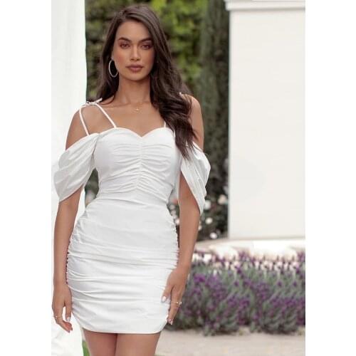 White sweetheart collar strapless ruffled mini dress 2021 new fashion female slim sexy nightclub party elegant dressKylie Jenner