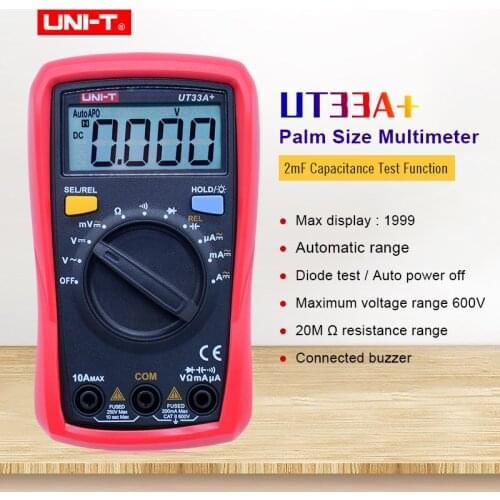 Digital Multimeter UNI-T UT33A+ Palm size AC DC voltmeter Ammeter Resistance Capacitance meter Diode test/Continuity buzzer