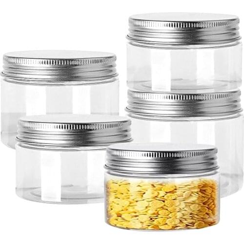 PET Food Storage Containers Empty Wide Mouth Jars High capacity 200/300/400/500ml Plastic Clear Face Sample Pot Travel Bottle