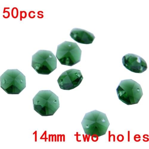 Garland Strand Beads 50pcs 14mm Diy Dark Green Beads Crystal Chandelier Beads In 2 Holes,Ornament Wedding Party Crystal Lamps