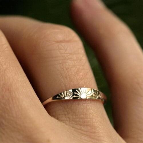 Classic Retro Original Sunshine Women Rings Creative Carved Sun Pattern Ring Exquisite Temperament Party Jewelry