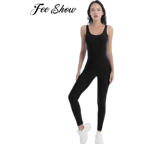 Women Pure Color Jumpsuit Gymnastics Leotards Sleeveless Pads Open Back High Waist Pants Jumpsuit Bodysuit for Gym Yoga Fitness