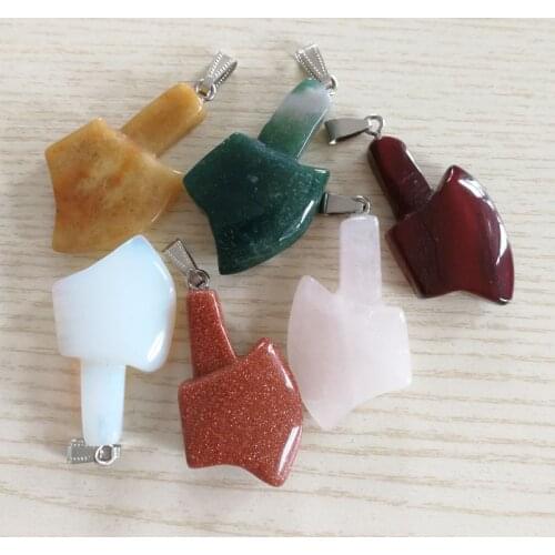 Fashion good quality mixed Natural stone Axe shape pendants For jewelry marking 8pcs/lot Wholesale Free Shipping