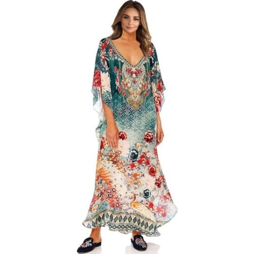 Beach Dress Kaftan Pareo Sarongs Sexy Cover-Up Bikini Swimwear Tunic Swimsuit Bathing Suit Cover Ups Robe De Plage #Q1040