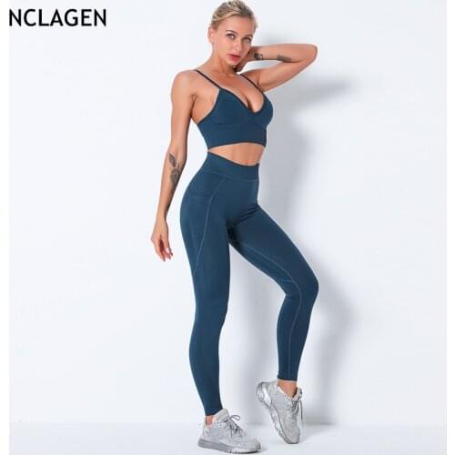 NCLAGEN Seamless Suit Sports Women Yoga Set Bra 2-piece Gym Workout High Waist Eggings And Top Fitness Sportwear Sport Tracksuit