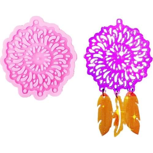 Resin Silicone Mold Mandala Dream Catcher Keychain Pendant Feather Leaf Resin Accessory Tool Diy Wall Hanging Art Craft