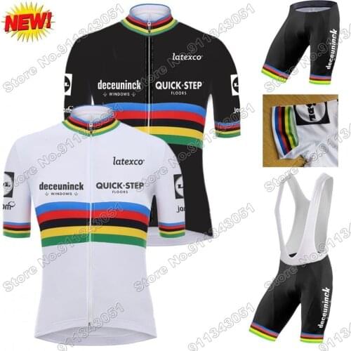 Quick Step 2021 World Champion Cycling Jersey Laser Cut Set Powerband Cycling Clothing Elastic Band Road Bike Suit Maillot