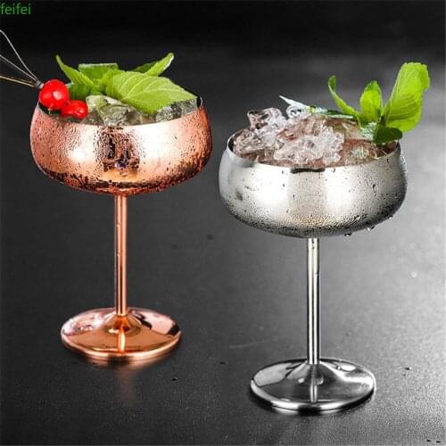 Chic 304 Stainless Steel Cocktail Glass 1pc Rose Cocktail Juice Drink Wine Champagne Goblet Party Barware Kitchen Tools 1pcs