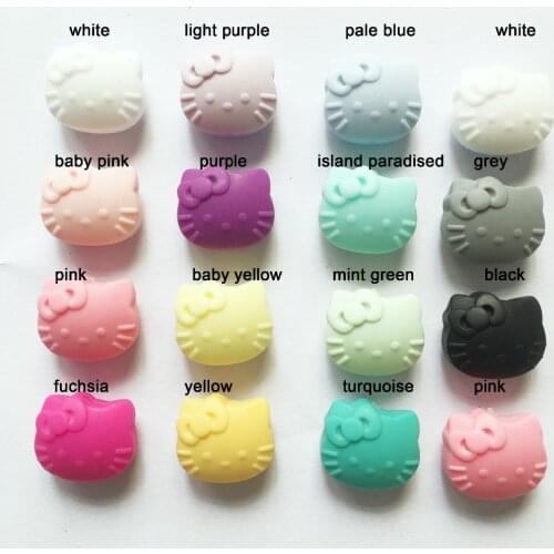 Silicone Beads baby Teething Beads Kitty Silicone beads Baby Candy colors Kitty Safe Food Grade Teething Cartoon avatar