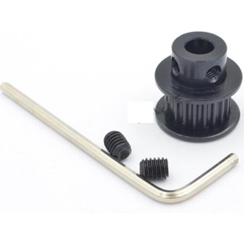 20 Teeth Synchronous Timing Pulley, Bore 5mm, No Big Hub For 2MGT GT2 Belt Width 6mm, Black 2GT 2M