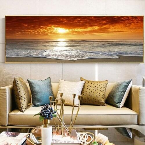 Sunrise Over Sea Beach Nature on Canvas Painting Wall Art Posters and Prints Seascape Wall Art Picture for Living Room No Frame