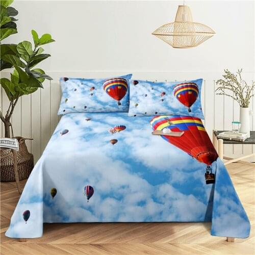 Hot Air Balloon 0.9/1.2/1.5/1.8/2.0m Digital Printing Polyester Bed Flat Sheet With Pillowcase Print Bedding Set