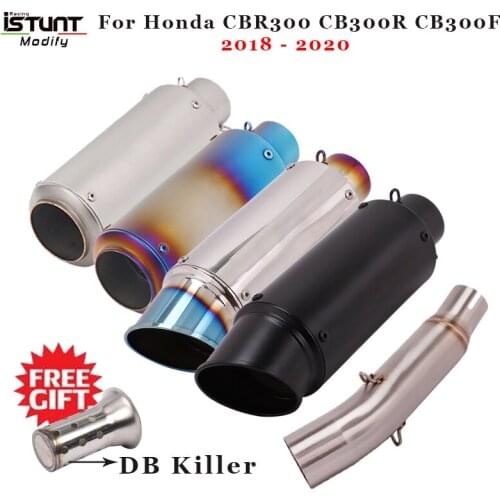 For Honda CBR300 CB300R CB300F 2018-2020 Motorcycle Exhaust Pipe 51MM Muffler Tips Slip On Escape Connecting Tube Middle Tube