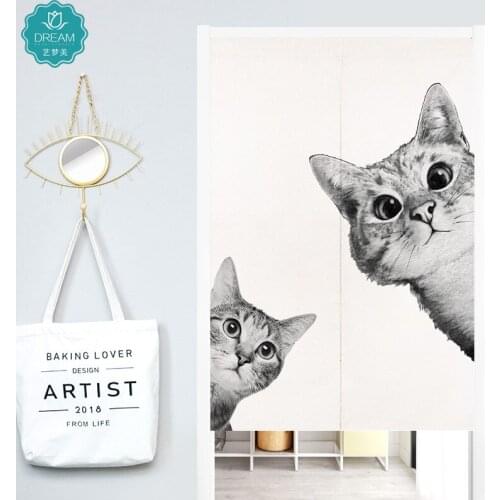 Nordic Cute Cat Cartoon Half Curtain Kitchen Bedroom Household Partition Curtain Hanging Curtain Door Curtain Noren