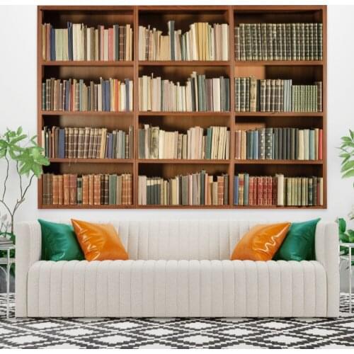 Yellow Bookshelf Tapestry Vintage Exotic Summer Plant Nature Frame for Bedroom Photography Wall Decor