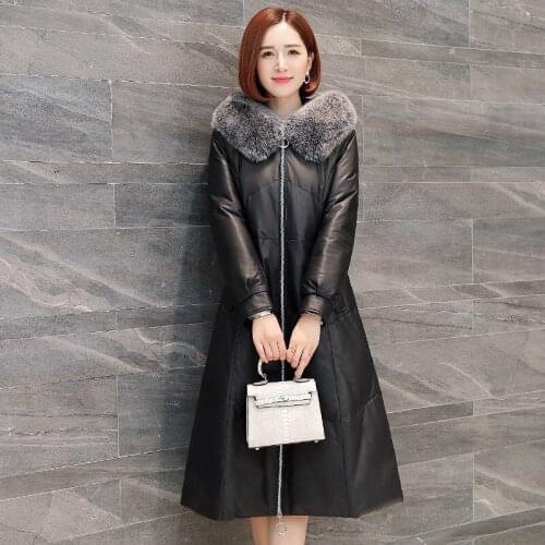 Womens Winter Down Jacket Woman Parkas Real Fox Fur Coat Collar Long Slim Coats Female Ropa Mujer HQ336 LXR111