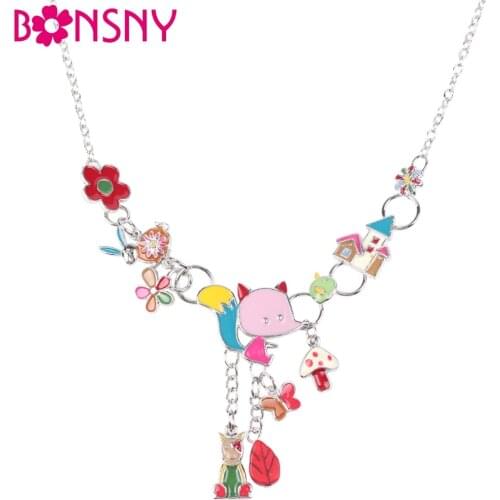 Bonsny Statement Metal Alloy Enamel Squirrel Dog Choker Necklace Chain Collar Pendant 2016 Fashion New Enamel Jewelry Women