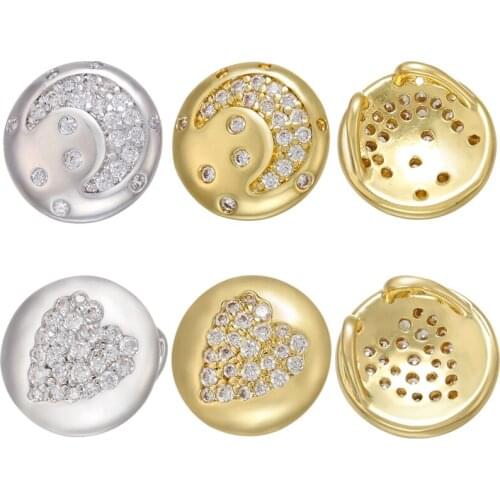 ZHUKOU gold/silver color heart/Moon Round necklace pendants DIY handmade CZ crystal charms for jewelry making Accessories VD816