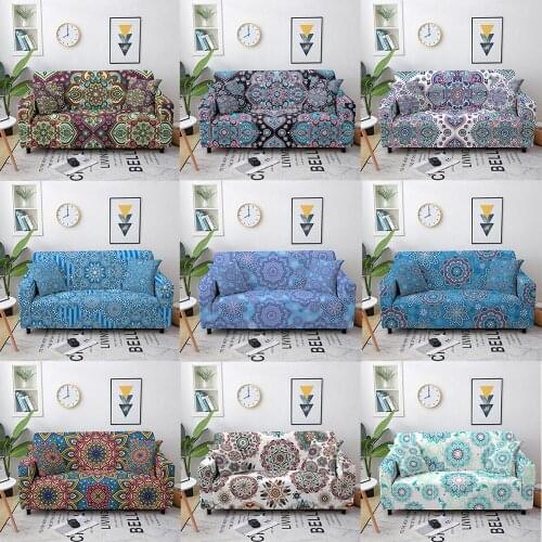 1/2/3/4 Seaters Bohemian Flower Pattern Sofa Cover Mandala Sofa Slipcovers for Living Room Sectional Corner Couch Cover 1-4 Seat