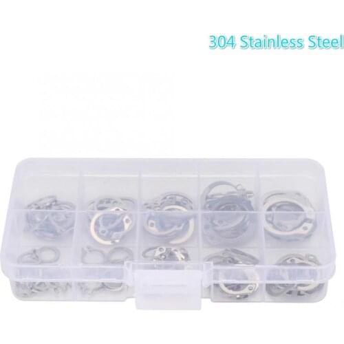 200 PCS 304 Stainless Steel Stainless Steel C Clip washer Assortment Kit Circlip retaining ring for shaft fastener