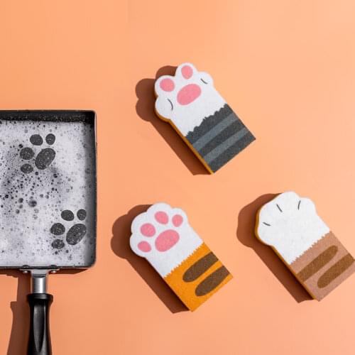 3Pcs/Set Cats Claw Magic Sponge Household Cleaning Brush Microfiber Scrub Sponges for Dishwashing Kitchen Accessories
