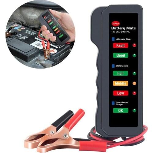 Car Battery Detector Alternator Tester 12V LCD Digital Battery Test Analyzer With Two Testing Clips Car Battery Tester