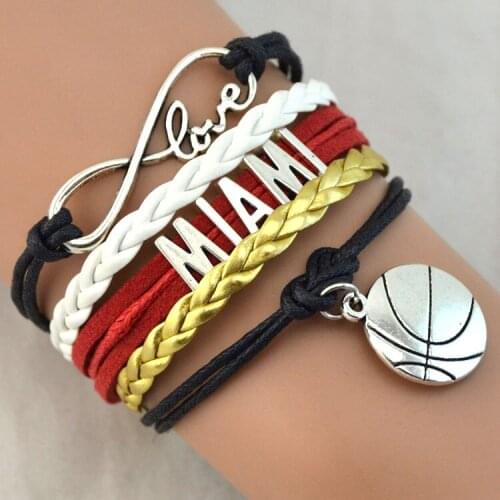 Basketball Pendant Suede Infinity Love Woman Bracelet and Bangles Diy Miami Wrap Pulseira
