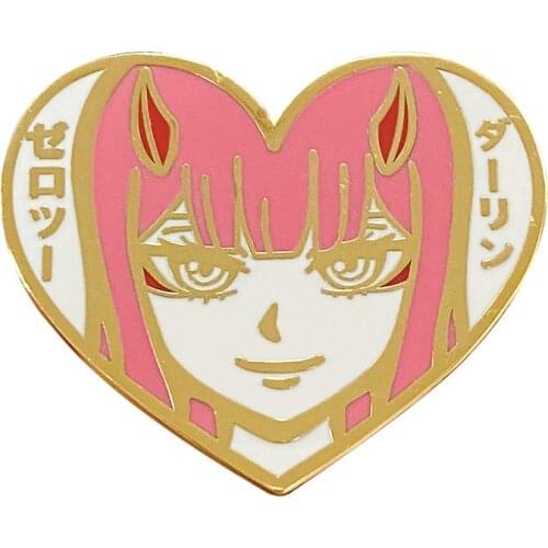 Darling Zero Two enamel pin demon girl Elite Pilot with Red Horns Brooch