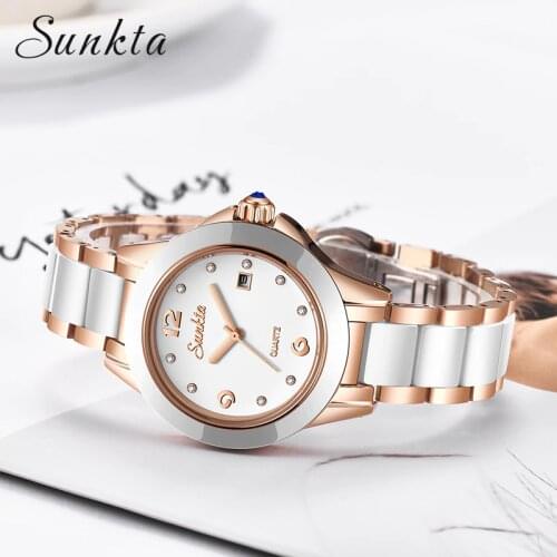 SUNKTA Fashion Women Watches Rose Gold Ladies Bracelet Watch Reloj Mujer 2019New Creative Waterproof Quartz Watch For Women+Box