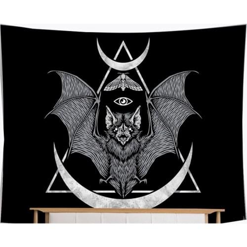 Black bat tapestry moon star wall hanging Gothic blanket living room decor bohemian tapestry