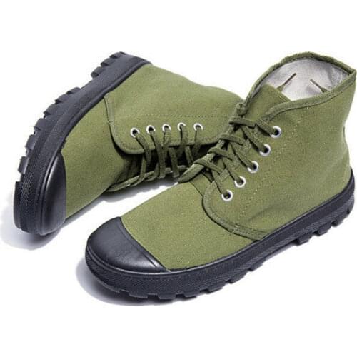 Men Liberation Shoes Lace-Up Labor Protector Boots Trainning Anti Slip Rubber Sole Wear Resistant Cotton Cloth Cotton Shoes