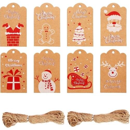 50-100pcs/Pack Kraft Paper Gift Tags Hand Made Labels for Christmas Decoration Hang Paper Gift Cookies Display Packing Label