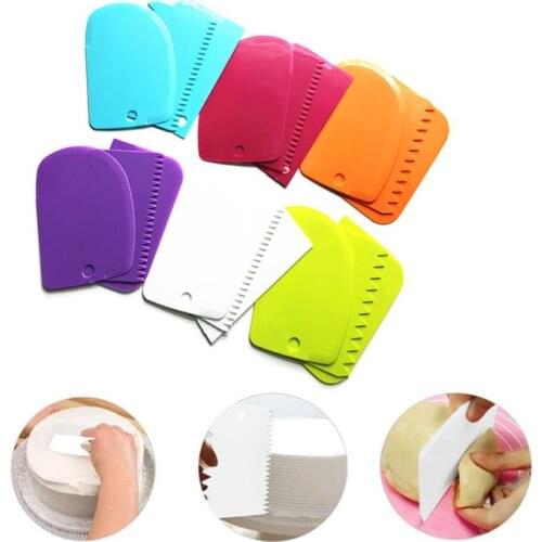 Baking Tools Plastic Dough Knife Icing Fondant Scraper Decorating Plain Smooth Jagged Edge Spatulas Cutters Cake Tool SN3881