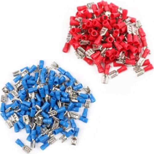 FDD2-250 Female Insulated Electrical Crimp Terminal for 1.5-2.5mm2 Connectors Cable Wire Connector 50PCS/Pack FDD2.5-250 FDD
