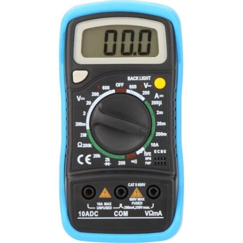 MAS830L 5'' Digital Multimeter DMM Ammeter Voltmeter Ohmmeter w/hFE Test & LCD Backlight