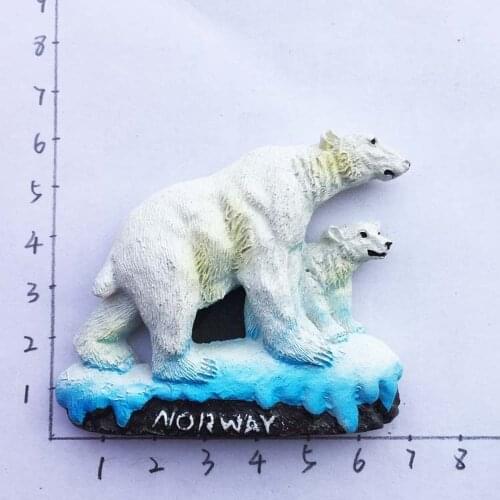 Cute Norway Polar Bear Fridge Magents Toursm Souvenirs 3D Resin Handmade Refrigerator Magnetic Stickers Home Decorations