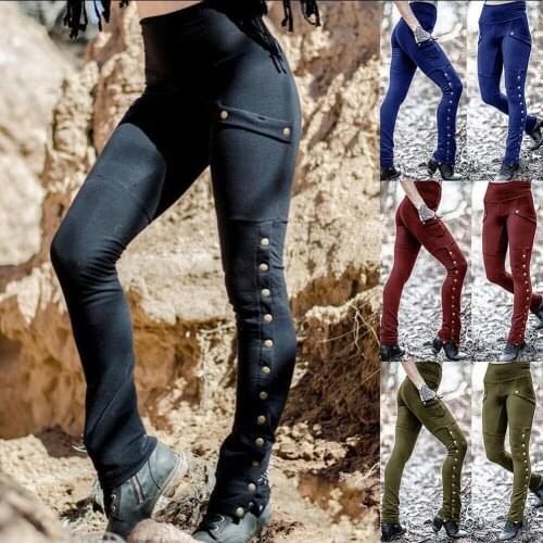 Mode Vrouwen Bezaaid Hoge Taille Effen Kleur Sliming Elastische Potlood Broek Broek Comfortabel Effen Kleur Knappe Katoenen