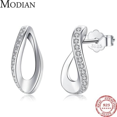 Modian Genuine 925 Sterling Silver Geometric Earrings for Women Simple Rectangle For Women Wedding Anniversary Fine Jewelry
