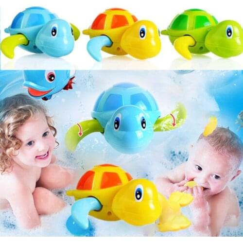 Cartoon Cute Tortoise Baby Water Bath Toys Classic Kids Infant Bathroom Mini Colorful Soft Floating Animals Figure Clockwork Toy