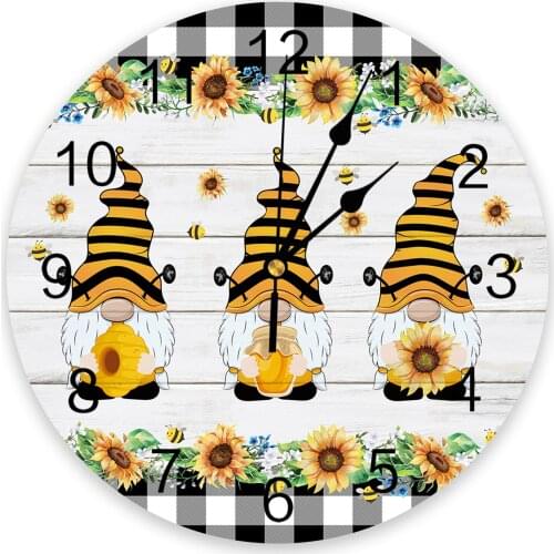 Bee Dwarf Sunflower Plaid 3D Wall Clock Modern Design Living Room Decoration Kitchen Clock Art Wall Watch Home Decor
