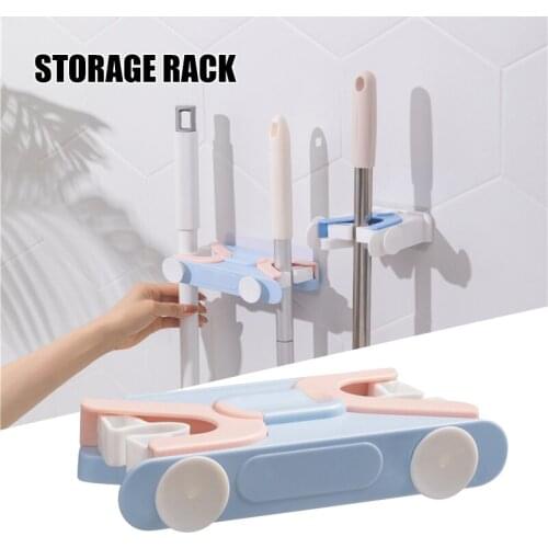 Mop Holder Wall Mount Self Adhesive No Drilling Mop Hanger Organizer Storage Tool Rack For Home Bathroom Kitchen Accessories